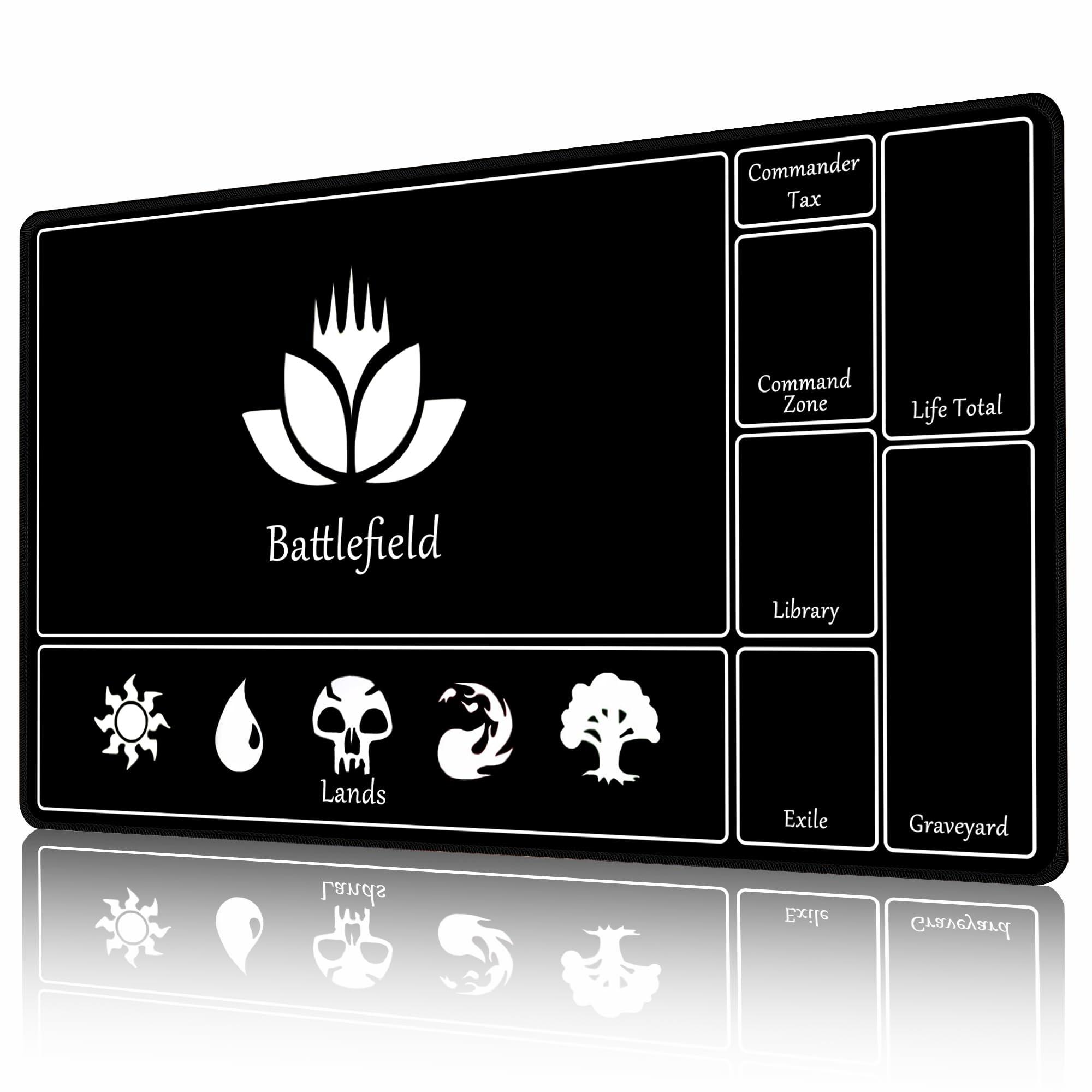 AIRCBC MTG Playmat with Zone 24" x 14" Stitched Edges and Smooth Rubber Surface Battle Board Game Mat with Free Storage Bag