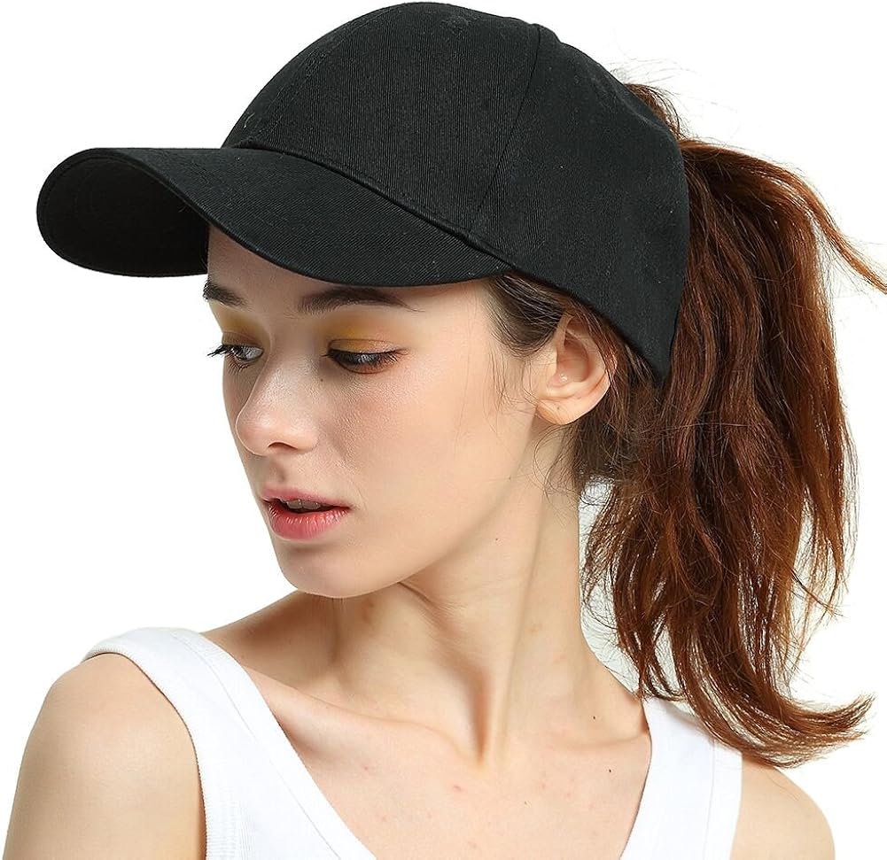 Womens Ponytail Messy High Buns Trucker Ponycaps Plain Baseball Cap Dad Hat Adjustable Snapback Girls Caps