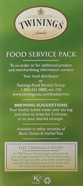 TWININGS OF LONDON PURE GREEN TEA BAGS, 25 COUNT