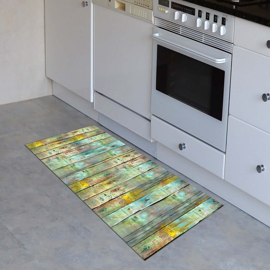 Vilber Large Chef Wood Vinyl Rug, Multi-Colour, 50 x 120 cm