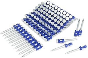 KIMSING MTSD-38 12 Gauge 1 1/2 Inch X .109 Inch Smooth Shank Plastic Collated Concrete and Steel Drive Pin Mechanical Galvanized for Gas Power Concrete and Steel Nailer 800 PCS/Box (1 Box)