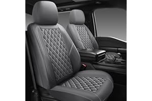 GEEYONTEK Premium Leather Car Seat Covers Full Set,Universal Fit for Cars,Trucks&SUVs,Waterproof Car Seat Cushion,Full Coverage Car Seat Protector with 5 Seats,Grey