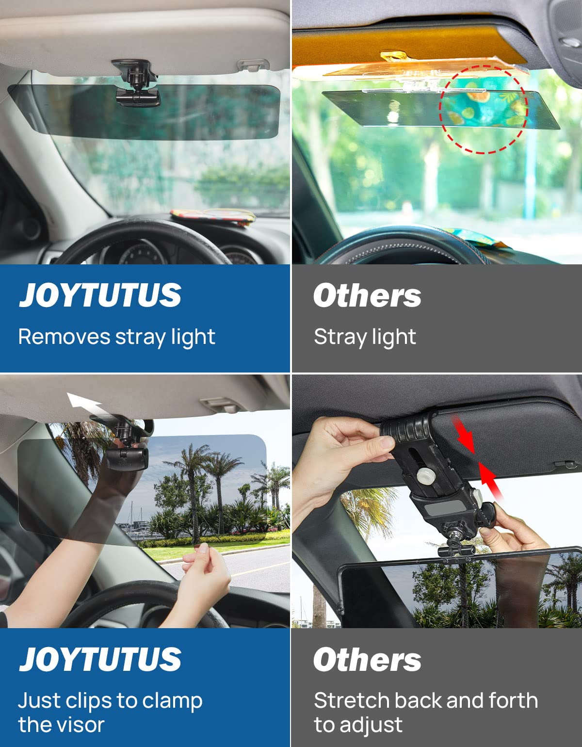 JOYTUTUS Sun Visor for SUV, Polarized Sun Visor Extender for Car, Universal UV400 Car Visor Extension Anti-Glare Easy to Install, Protect from Glare/UV Ray/Stray Light