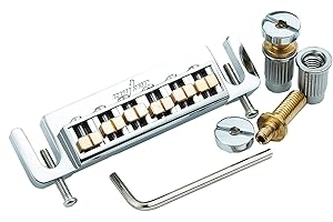 Guyker Wraparound Guitar Bridge with Locking Stud, String Space 10.5mm Bridge Replacement Part for Electric Guitars(GM004, Ch