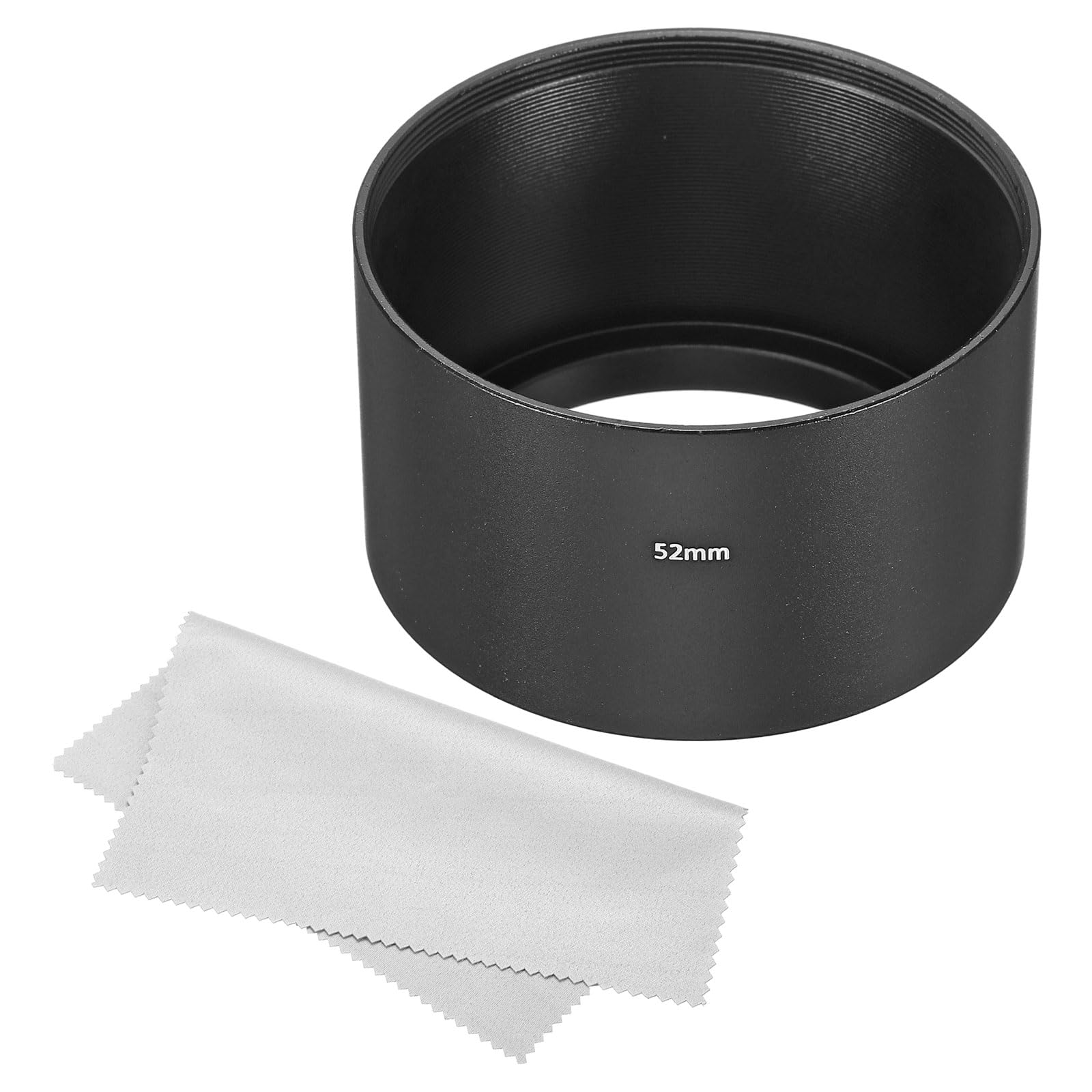 PATIKIL 52mm Lens Hood, Long Focus Frosted Surface Anti-reflective Inside Hood with Cleaning Cloth for Camera Lens, Black for Nikon, for Fujifilm, for Pentax, for Leica