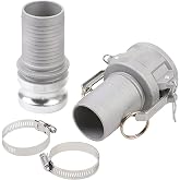 HOOTSUM Camlock Fittings Type C&amp;E Aluminum 2" Cam and Groove Hose Fitting Kit with 2" Female&amp;Male Camlock x 2" Hose Shank, Cam and Groove Hose Couplings with Hose Clamp