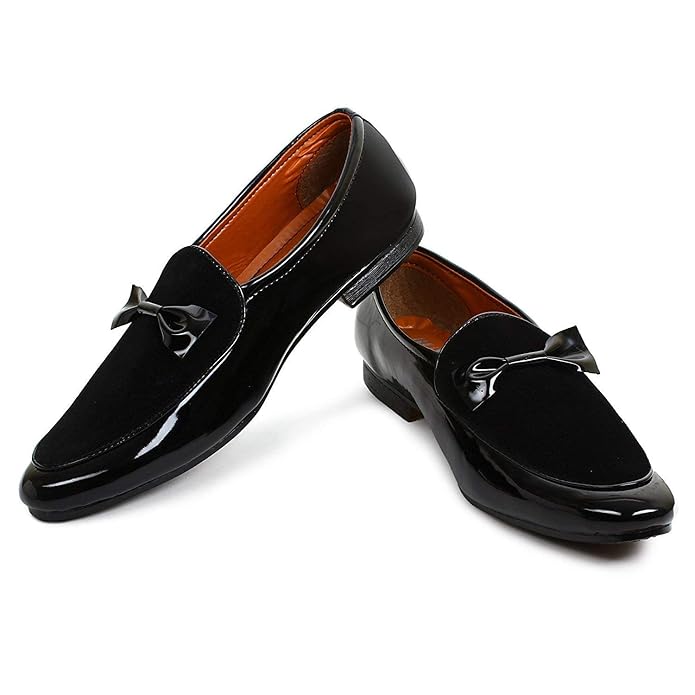 Buy BLACKMOON Formal Bow tie Shining Black Shoes for Men(Black) at