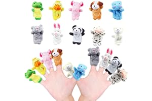 SAURAWAN 5 PCS Finger Puppets for Kids Toddlers Ages 3-5 4-8, Mini Plush Animals Baby Finger Puppet Toys, Show Theater Props, Small Prize Box and Bulk Party Favors for Kids, Toddlers