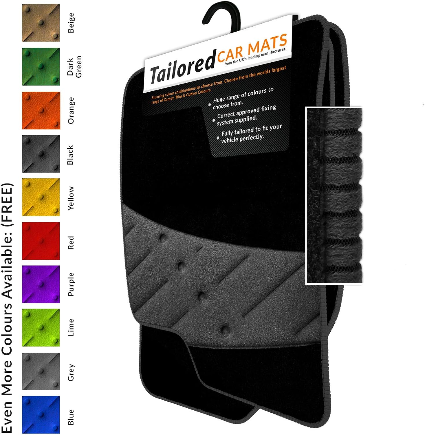 To Fit ZS EV 2019+ Tailored Car Mats with Black Detailing