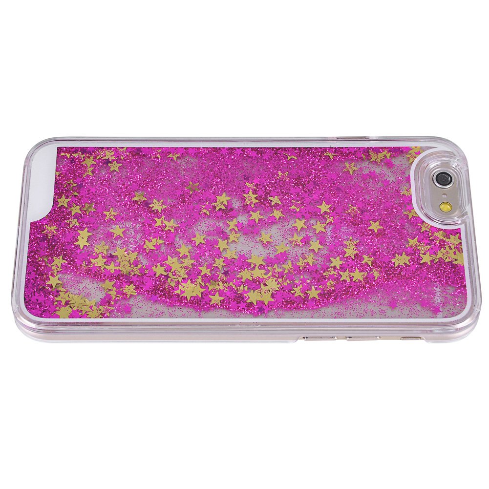 Yoption Transparent Plastic 3D Glitter Quicksand and Heart Liquid Case for iPhone 6 6s 4.7\