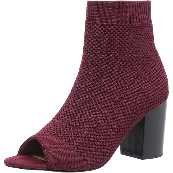 Women's Knit Peep Toe Slingback Chunky Heeled Sandals Fashion Open Pointed Toe Cut Out Slip On Backless Ankle Boots Summer Comfortable Breathable Casual Sock Booties 523820
