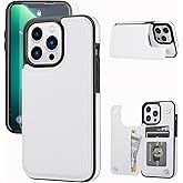JOYAKI Wallet Case Compatible with iPhone 13 pro 6.1",Slim Protective case with Card Holder,Premium PU Leather Kickstand Card Slots Case with 1 Screen Protective Glass for iPhone13pro(6.1")-White