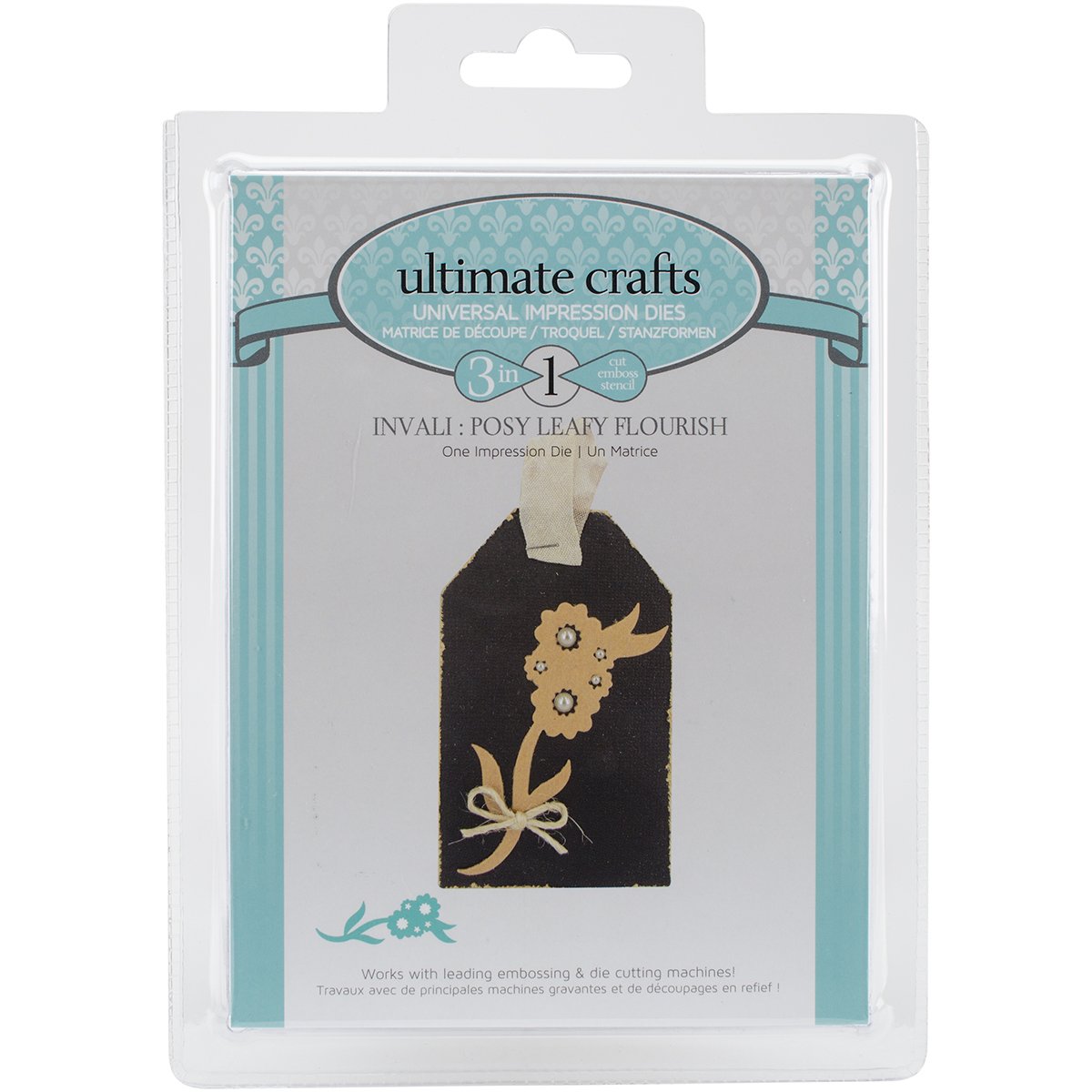 Ultimate Crafts Posy Leafy Flourish Die, Metal, Black