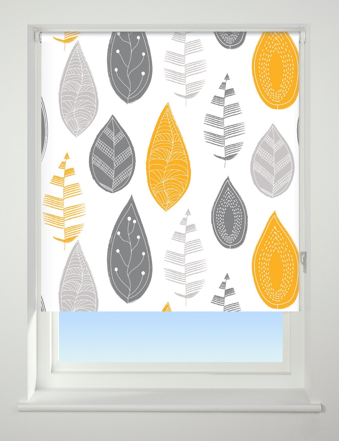 UNIVERSAL Leaf Patterned Thermal Blackout Roller Blind, Yellow, W180cm