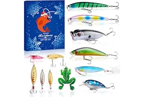 KEDERWA Fishing Advent Calendar 2023 Adult Men Teen Boys, 12 Day Fishing Lure Advent Calendar for Freshwater Saltwater Soft Lure Spoons Minnow Popper Crankbait VIB Xmas Fish Gift