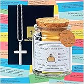 Bible Verse Jar - Inspirational Scripture Cards & Cross Necklace for Daily Encouragement, Prayer, Bible Study - Religious Christian Gift for Mom, Women, Teens, Friends, Birthday, Graduation
