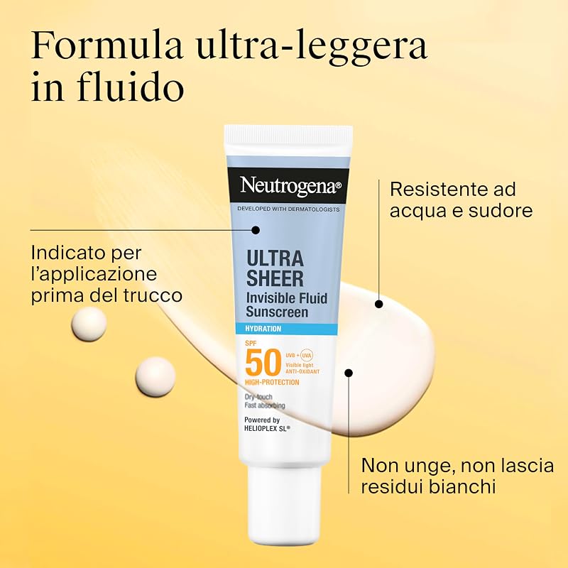 Ultra Sheer Fluido Crema Solare Viso Idratante SPF 50, 50 ml