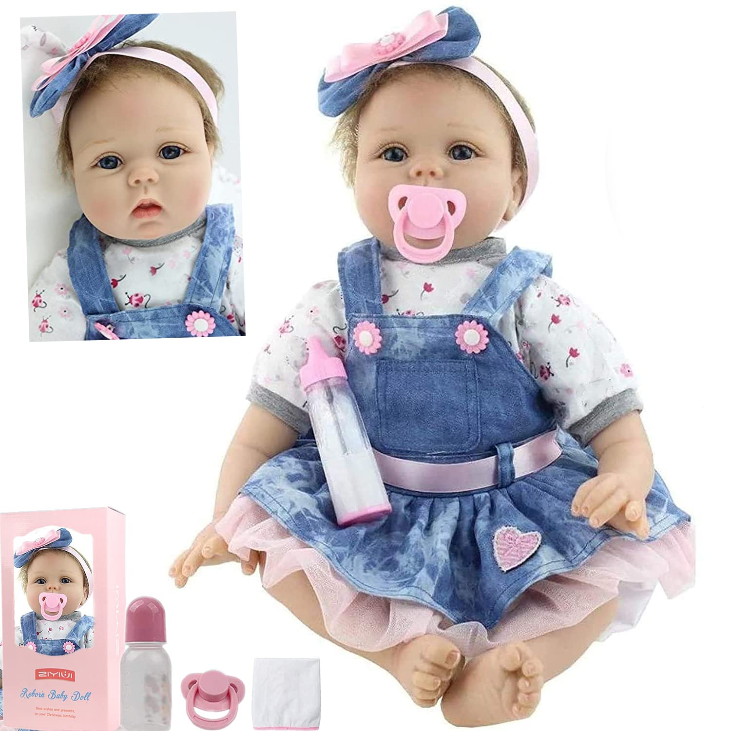 ZIYIUI Reborn Dolls 22 Inch 55cm Reborn Baby Dolls Lifelike Handmade Vinyl Soft Silicone Reborn Baby Newborn Kids Toys Gift