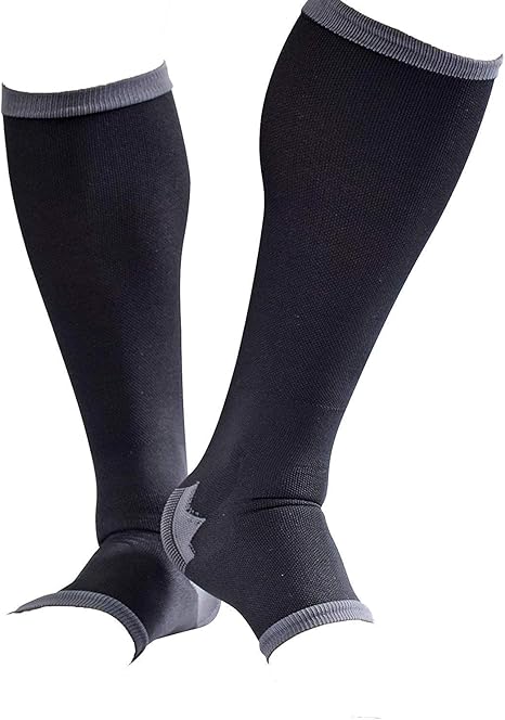 Amazon 男性専用 脚すっきり対策オープントゥ メンズ 着圧ソックス 膝下 L 順天堂大学客員教授推奨 デキる男プロジェクト 着圧ソックス