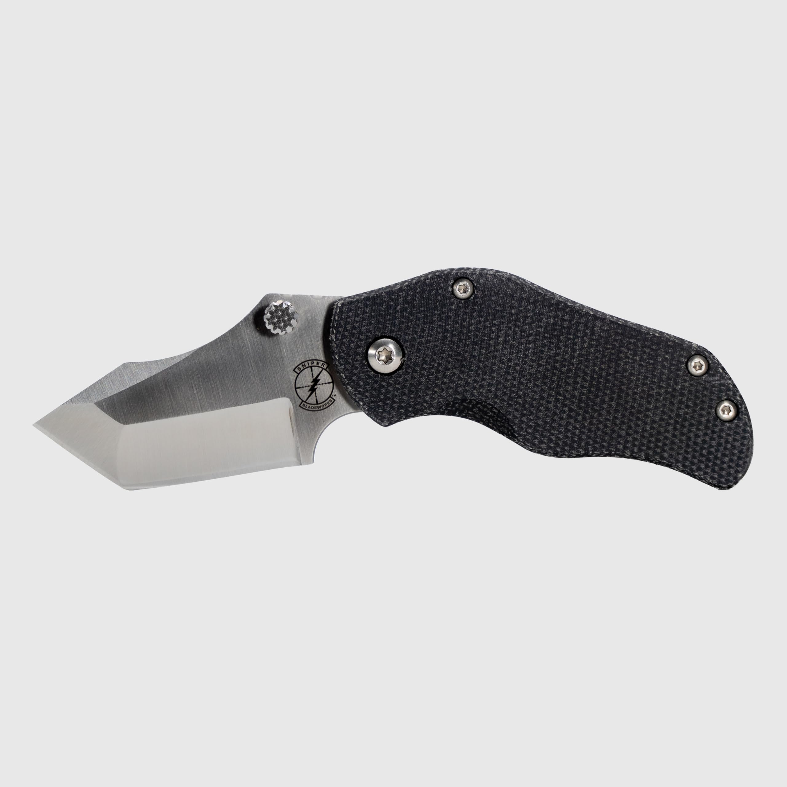 Photo 1 of Sniper Bladeworks AP Tanto EDC Folding Knife - S35VN Tanto Blade, Titanium Frame Lock, Linen Micarta Handle, Compact Design, Tactical Everyday Carry, Elite Craftsmanship (Black-Satin)