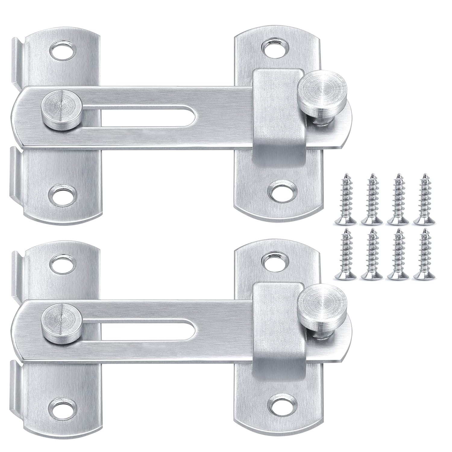 2Pcs Barn Door Lock, 180 Degree Flip Sliding Barn Door Latches, Gate Latch for Barn Door, Sliding Door, Pet Door, Garage, Bathroom, Window, Outdoor(Sliver)