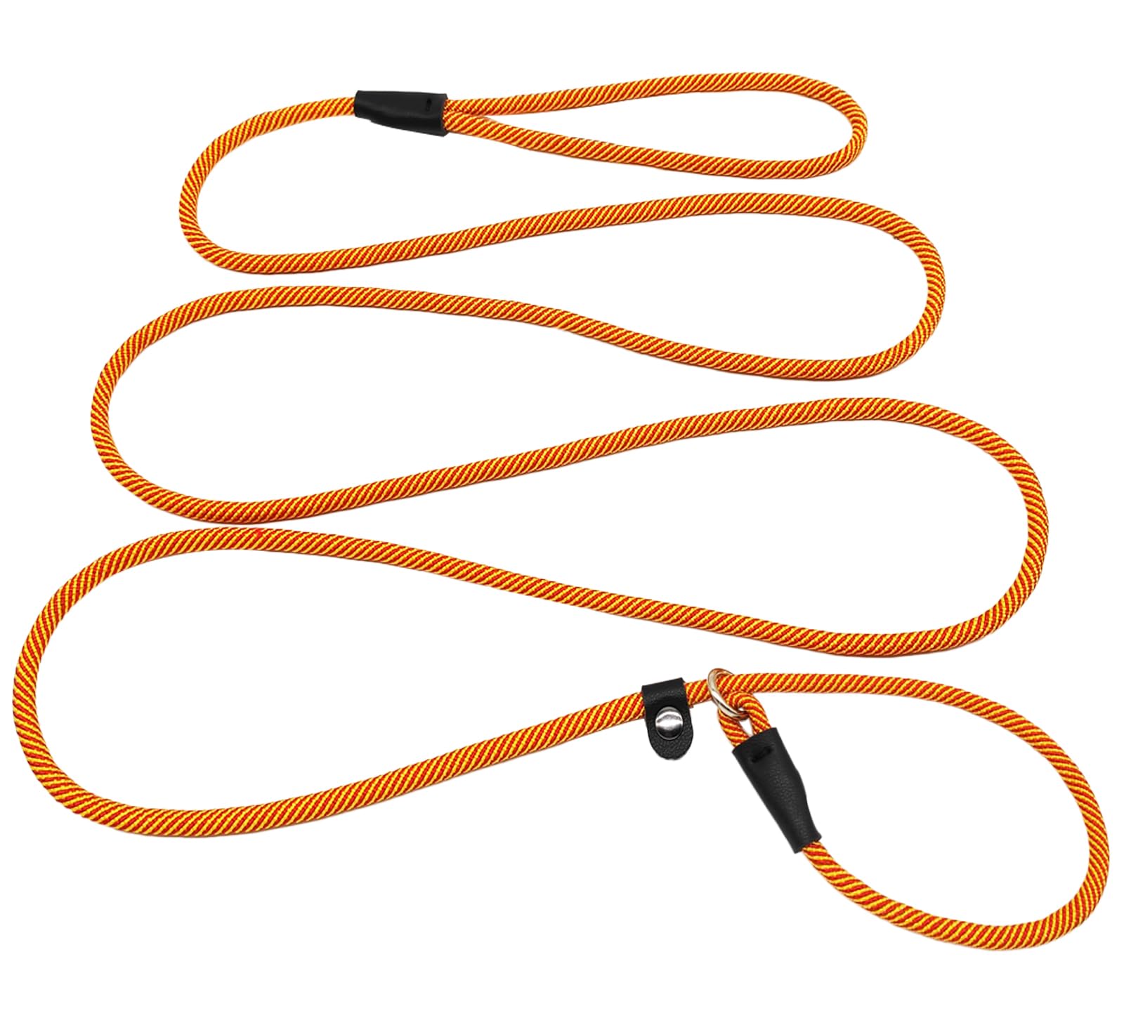SEPXUFORE 8 FT Slip Lead Dog Leash, 1/3” Strong Rope Dog Leash, Adjustable No- Pull Small Lead for Puppy, Small and Medium Pets (Orange)