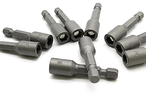 TEMO 10 pc Impact Ready Nut Driver 1/4 Inch Magnetic Nutsetter Set 1/4 Inch Shank