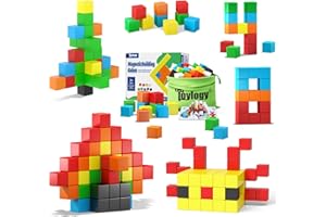 TOYLOGY 48PCS Magnetic Blocks for Toddlers Toys, Large Magnetic Cube Toy for Sensory STEM Education Preschool Magnet Toys for 3 4 5 6 Year Old Boys and Girls, Compatile with Mine Magnet World
