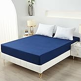 Tateufeu Bedding Twin Fitted Sheet,Deep Pocket,Soft Microfiber,Shrinkage and Fade Resistant,Easy Care,1 Fitted Sheet Only,Navy