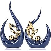 XMGZQ Blue Gold Ceramic Statues for Home Décor Accents,Abstract Art Mid Century Modern Decor,Elegantes Centerpiece Table Decorations,Navy Sculpture for Entryway,Bookshelf,Tv Stand,Mantel,Coffee Table