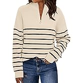 LILLUSORY Women's Quarter Zip Striped Oversized Sweater 2026 Mock Turtleneck Fall Fashion Outfit