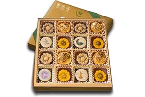 LAUMIÈRE GOURMET FRUITS Laumiere Gourmet Fruits - Noor Collection [Eid Edition] - Square (16 Pcs) - Halal Dried Fruits and Nuts Basket - Medjool Dates Box - Hamper - Ramzan Festive Celebrations - No Added Sugar