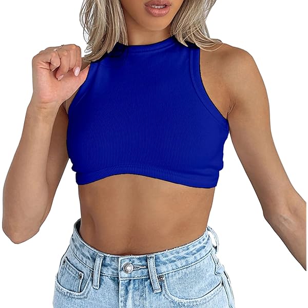 Abardsion Women's Sexy Sleeveless Racerback Crop Top Classic Basic