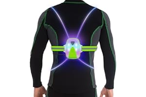 QIMH LED Reflective Running Vest Lights for Runners, Running Lights with Front Light, Safety USB Rechargeable Reflective Night Lights For Men/Women Running Walking Cycling, Three Light Modes with 7 Colors