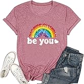 Pride Shirt for Women Be You LGBT Shirts Rainbow Heart Graphic Tshirt Womens Lesbian Day Gifts Short Sleeve Summer Outfits
