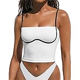 OMKAGI Womens Workout Tank Tops Adjustable Strap Longline Sports Bra Padded Sleeveless Top