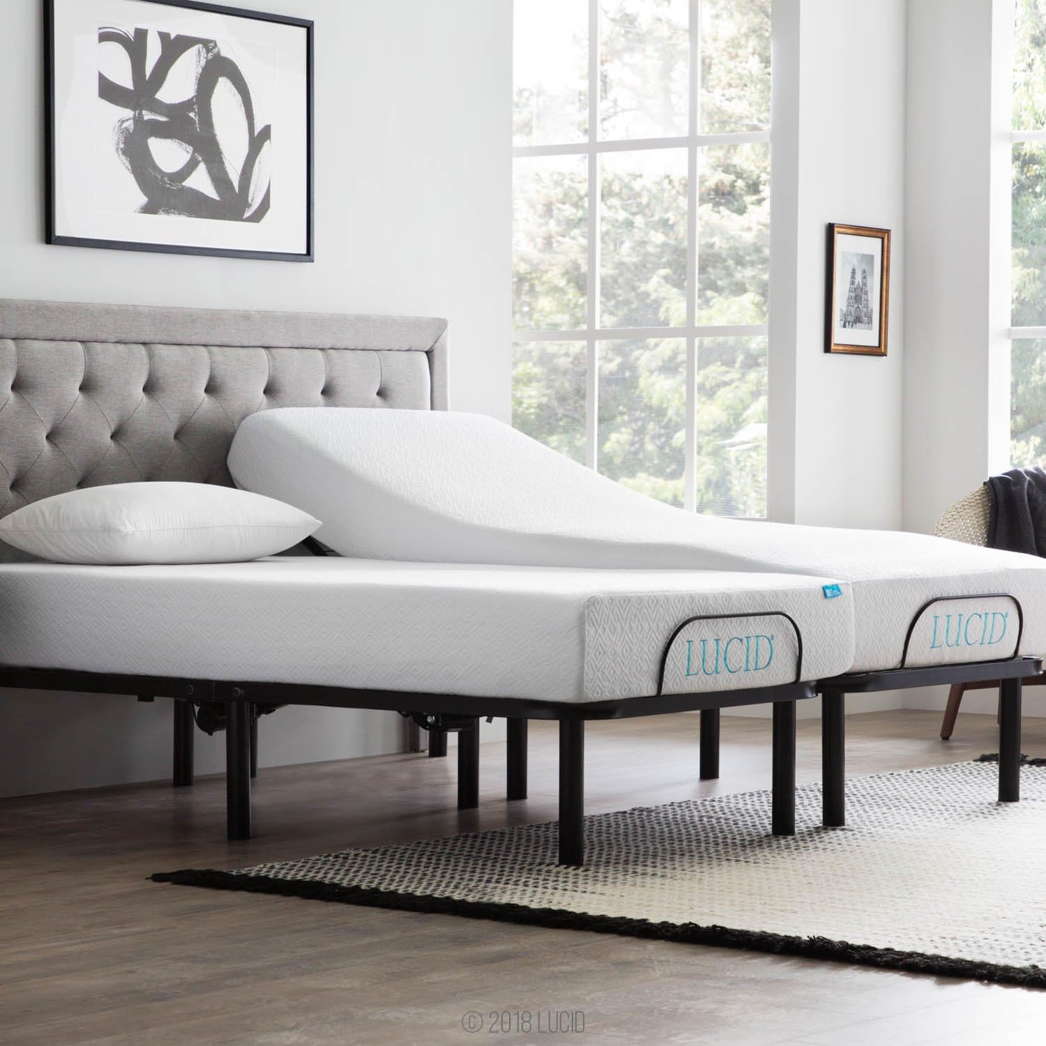 LUCID Steel Frame Adjustable Bed Base, Twin XL