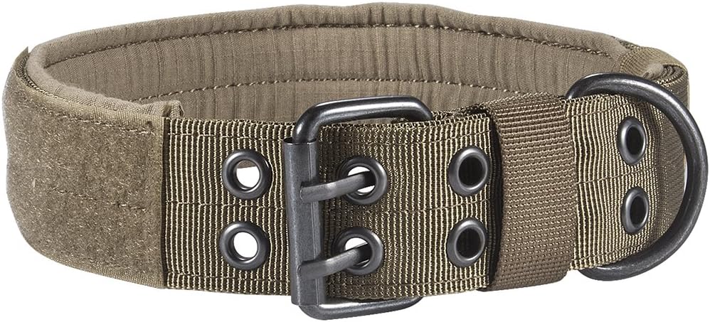 Feliscanis 1.5" Adjustable Military Heavy Duty Dog Collar with Metal D Ring Brown L