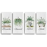 Cilrii Sage Green Botanical Bathroom Hand Towels, Eucalyptus Leaf Relax Soak Unwind Breathe Decorative Hand Towel for Bathroom Washroom Restroom Spa Gym Yoga Room, 16x24 Inch Set of 4