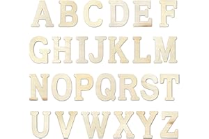 CREGUGUA 4 Inch 94 Pieces Wooden Letters Unfinished Wood Alphabet Letters for Crafts with Extras,Wall Decor