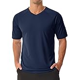 MAGCOMSEN Men's UPF 50+ Sun Protection Shirts V Neck Short Sleeve T-Shirt Quick Dry Swim UV Shirt Summer Workout Rash Guard