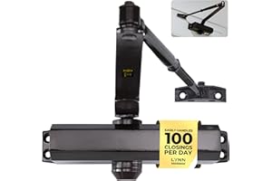 LYNN HARDWARE Medium Duty Automatic Door Closer (Dark Bronze) - Highly Durable Cast Aluminum, Commercial or Home Use, Adjustable Speed Controls, 3 Mounting Options, 3 Hour Fire Rated (DC6003 Model)