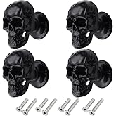 FANYUN 4 Pack Skull Skeleton Cabinets Knobs, Single Hole Pull Handle for Drawer Wardrobes Bookcases Dresser Closets Hardware Furniture Decoration (Black)