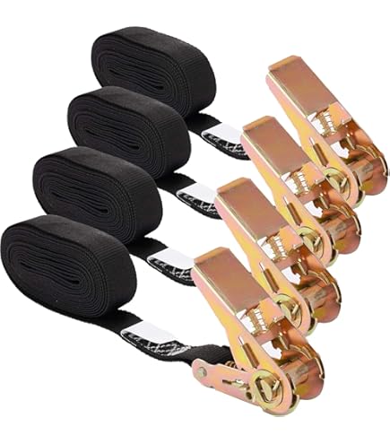 Endless Ratchet Tie Down Straps,Durable Nylon Black Strap Down Ratcheting Securing Straps Heavy Duty Cargo Tie Downs Track Spring Fittings Cargo Straps For Trailer Loads Motorcycle Kayak 7ft 2pack - View #2