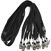 Ollain Badge Lanyards Neck Bulk Cruise Lanyards Black Lanyard with Clip for ID Card Name Tags Badge Holders (Black, 50 Pack)