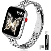 wkiss Slim Stainless Steel Band Compatible with Apple Watch Band 38mm 40mm 41mm 42mm(Series 11 10),Women Fashion Metal Strap for iWatch Bands Series 9 8 7 6 5 4 3 2 1 SE,Silver