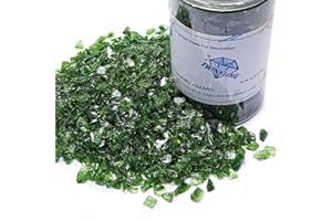 TWINKLING High Luster Fire Glass Stones Glitter, Broken Shattered Gems Chips Crushed Glass Stones for Fire Pit, Crafts Resin Art, Aquarium Garden Decoration, 9-12mm(370g/13oz.) (Dark Green)
