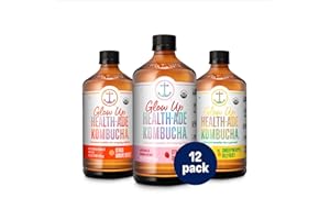 Health-Ade Kombucha Tea Organic Drink, Fermented Tea with Living Probiotics, Detoxifying Acids, Supports Gut Health, Non-GMO, Vegan, Gluten Free, 12 Pack (16 Fl Oz Bottles), Glow Up Variety Pack