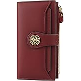 Travelambo Women's Wallet RFID Blocking Large Size Triple Fold Oil Edge Leather Card Holder with Zipper Pocket & Slim Compact Credit Card Organizer for Ladies