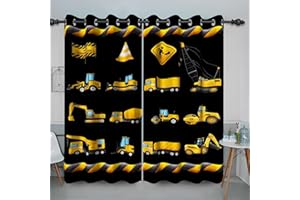 Baocicco Kids Construction Curtains for Boys Bedroom Excavator Tractor Truck Nursery Construction Darkening Drapes with Grommets Construction Truck Decor Curtains for Boys Room 2 Panels 32x59 Inch